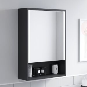 Affine Bathroom Mirror Cabinet Led Wall Mounted 700x500mm Black Demister Shaver Storage Affine Bathroom Mirror Cabinet Led Wall Mounted 700x500mm Black Demister Shaver Storage