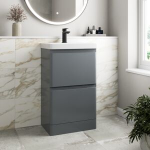 Affine Bathroom Cloakroom Vanity Unit Wash Basin Cabinet Drawers Storage Grey 500mm Affine Bathroom Cloakroom Vanity Unit Wash Basin Cabinet Drawers Storage Grey 500mm