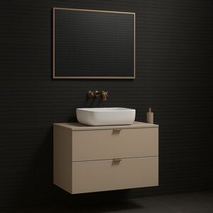 Impact Furniture Beige Bathroom Vanity Unit 600mm Cashmere Worktop Drawer Wall Sink Cabinet Dalia Impact Furniture Beige Bathroom Vanity Unit 600mm Cashmere Worktop Drawer Wall Sink Cabinet Dalia