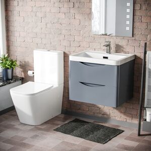 Nes Home Merton 600 Wall Hung Grey Vanity Basin & Rimless Close Coupled Toilet Nes Home Merton 600 Wall Hung Grey Vanity Basin & Rimless Close Coupled Toilet