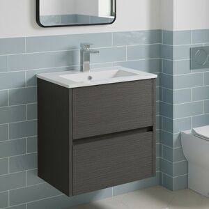 Nuie Havana Wall Hung 2-Drawer Vanity Unit With Basin 2 500mm Wide - Graphite Grey Nuie Havana Wall Hung 2-Drawer Vanity Unit With Basin 2 500mm Wide - Graphite Grey
