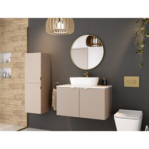 Impact Furniture Countertop Vanity Set White Worktop Sink Tall Cabinet Fluted Cabinets Beige Cara Impact Furniture Countertop Vanity Set White Worktop Sink Tall Cabinet Fluted Cabinets Beige Cara