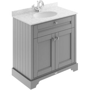 Hudson Reed Old London Floor Standing Vanity Unit With 1th Marble Top Basin 800mm Storm Grey Hudson Reed Old London Floor Standing Vanity Unit With 1th Marble Top Basin 800mm Storm Grey