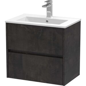 Nuie Havana Wall Hung 2-Drawer Vanity Unit With Basin 2 600mm Wide - Metallic Slate Nuie Havana Wall Hung 2-Drawer Vanity Unit With Basin 2 600mm Wide - Metallic Slate