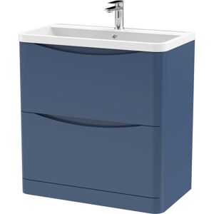 Nuie Lunar Fs 2-Drawer Vanity Unit & Polymarble Basin 800mm - Satin Blue Nuie Lunar Fs 2-Drawer Vanity Unit & Polymarble Basin 800mm - Satin Blue