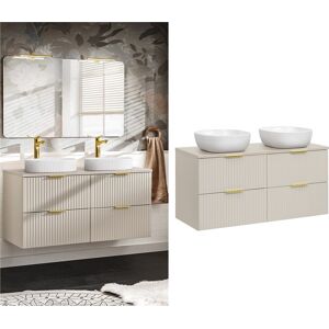 Impact Furniture Double Vanity Unit Basins Beige Bathroom Wall Cabinet Drawers Countertop Adel Impact Furniture Double Vanity Unit Basins Beige Bathroom Wall Cabinet Drawers Countertop Adel