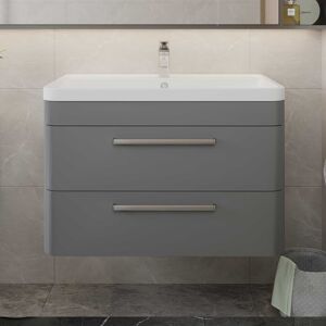 Hudson Reed Solar Wall Hung Vanity Unit & Polymarble Basin 800mm W - Cool Grey Hudson Reed Solar Wall Hung Vanity Unit & Polymarble Basin 800mm W - Cool Grey