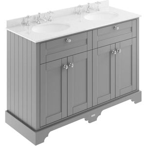 Hudson Reed Old London Floor Standing Vanity Unit 3th Double Basin 1200mm Storm Grey/white Hudson Reed Old London Floor Standing Vanity Unit 3th Double Basin 1200mm Storm Grey/white