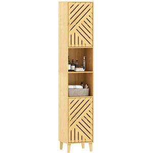 Homcom Tall Bathroom Cabinet With Open Compartments And Adjustable Shelves Homcom Tall Bathroom Cabinet With Open Compartments And Adjustable Shelves