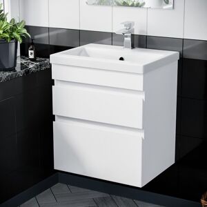 Nes Home 500mm Pvc 2 Drawers White Wall Hung Vanity Unit Cabinet And Basin Sink Nes Home 500mm Pvc 2 Drawers White Wall Hung Vanity Unit Cabinet And Basin Sink