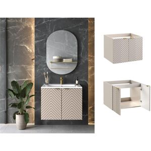 Impact Furniture Bathroom Vanity Unit 600mm Wall Cabinet Floating Ribbed Fluted 2 Door Beige Cara Impact Furniture Bathroom Vanity Unit 600mm Wall Cabinet Floating Ribbed Fluted 2 Door Beige Cara