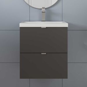 Hudson Reed Fusion Wall Hung 2-Drawer Vanity Unit Ceramic Basin 500mm Gloss Grey Hudson Reed Fusion Wall Hung 2-Drawer Vanity Unit Ceramic Basin 500mm Gloss Grey