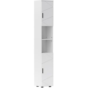 Kleankin Tall Bathroom Storage Cabinet With Soft Close Mechanism, White Kleankin Tall Bathroom Storage Cabinet With Soft Close Mechanism, White