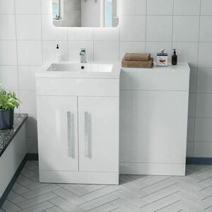 Nes Home Aric White Gloss Bathroom Vanity Unit Basin Sink Cabinet Lh 1100mm Nes Home Aric White Gloss Bathroom Vanity Unit Basin Sink Cabinet Lh 1100mm