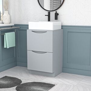 Nes Home 500mm Matte Grey Bathroom Vanity Unit, Worktop With Square Bowl Basin Nes Home 500mm Matte Grey Bathroom Vanity Unit, Worktop With Square Bowl Basin