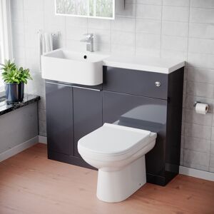 Nes Home 1000mm Dark Grey Lh Freestanding Cabinet With Basin, Wc Unit & Toilet Nes Home 1000mm Dark Grey Lh Freestanding Cabinet With Basin, Wc Unit & Toilet