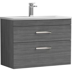 Nuie Athena Wh 2-Drawer Vanity Unit & Basin-4 800mm Wide Anthracite Woodgrain Nuie Athena Wh 2-Drawer Vanity Unit & Basin-4 800mm Wide Anthracite Woodgrain
