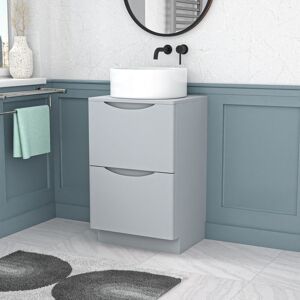 Nes Home 500mm Matte Grey Freestanding Drawers Vanity & Worktop With Round Basin Nes Home 500mm Matte Grey Freestanding Drawers Vanity & Worktop With Round Basin