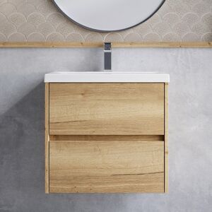 Nuie Havana Wall Hung 2-Drawer Vanity Unit With Basin 1 600mm Wide - Autumn Oak Nuie Havana Wall Hung 2-Drawer Vanity Unit With Basin 1 600mm Wide - Autumn Oak