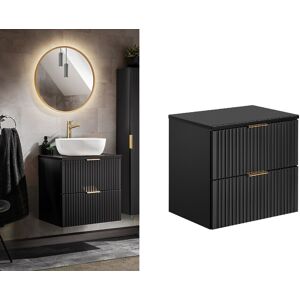 Impact Furniture Bathroom Vanity Unit Countertop Ribbed Fluted Wall Cabinet 600 Black Modern Adel Impact Furniture Bathroom Vanity Unit Countertop Ribbed Fluted Wall Cabinet 600 Black Modern Adel