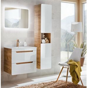 Impact Furniture Bathroom Furniture Set Wall Vanity Unit Sink Tall Cabinet White Gloss Oak Aruba Impact Furniture Bathroom Furniture Set Wall Vanity Unit Sink Tall Cabinet White Gloss Oak Aruba
