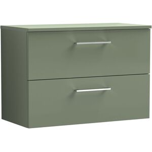 Nuie Arno Wall Hung 2-Drawer Vanity Unit & Worktop 800mm - Reed Green Nuie Arno Wall Hung 2-Drawer Vanity Unit & Worktop 800mm - Reed Green
