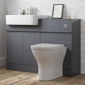 Artis Affine Bathroom Toilet Wc Basin Sink Vanity Unit Combination Grey Gloss 600mm Artis Affine Bathroom Toilet Wc Basin Sink Vanity Unit Combination Grey Gloss 600mm