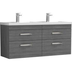 Nuie Athena Wh 4-Drawer Vanity Unit Double Basin 1200mm Anthracite Woodgrain Nuie Athena Wh 4-Drawer Vanity Unit Double Basin 1200mm Anthracite Woodgrain