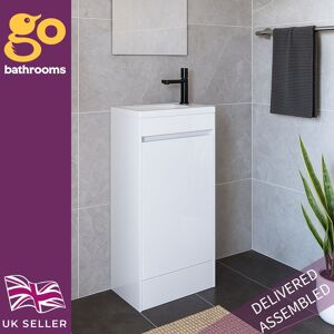 Go Bathrooms White Cloakroom Vanity Unit With Basin Floor Standing Soft Close Door 440mm Go Bathrooms White Cloakroom Vanity Unit With Basin Floor Standing Soft Close Door 440mm