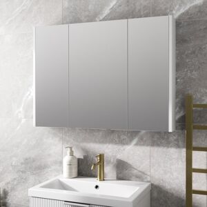 Affine Bathroom Mirror Cabinet 900mm 3 Door Storage Cupboard Wall Hung Modern White Affine Bathroom Mirror Cabinet 900mm 3 Door Storage Cupboard Wall Hung Modern White