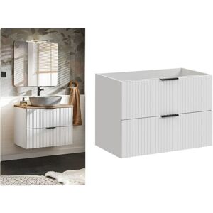 Impact Furniture Bathroom Vanity Unit 800mm Modern Wall Floating White Ribbed Fluted Cabinet Adel Impact Furniture Bathroom Vanity Unit 800mm Modern Wall Floating White Ribbed Fluted Cabinet Adel