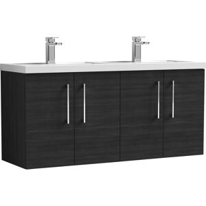 Nuie Arno Wh 4-Door Vanity Unit & Polymarble Basin 1200mm - Charcoal Woodgrain Nuie Arno Wh 4-Door Vanity Unit & Polymarble Basin 1200mm - Charcoal Woodgrain