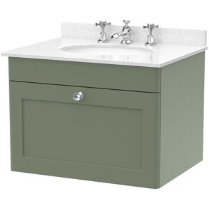 Nuie Classique Wall Hung 1-Drawer Vanity Unit With 3th White Round Marble Top Ba Nuie Classique Wall Hung 1-Drawer Vanity Unit With 3th White Round Marble Top Ba