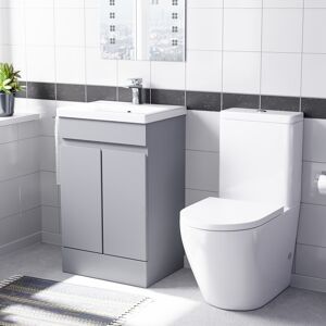 Nes Home Mate Grey 500mm Basin Vanity Unit & Rimless Close Coupled Toilet Set Nes Home Mate Grey 500mm Basin Vanity Unit & Rimless Close Coupled Toilet Set