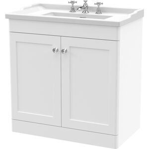 Nuie Classique Floor Standing 2-Door Vanity Unit With Traditional Basin 800mm Wi Nuie Classique Floor Standing 2-Door Vanity Unit With Traditional Basin 800mm Wi