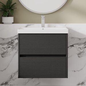 Nuie Havana Wall Hung 2-Drawer Vanity Unit & Basin 600mm - Graphite Grey No Tap/waste Nuie Havana Wall Hung 2-Drawer Vanity Unit & Basin 600mm - Graphite Grey No Tap/waste