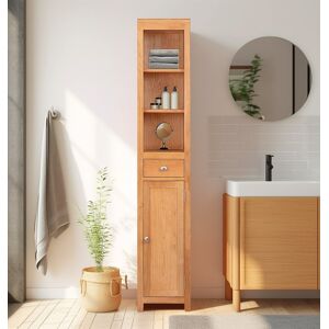 Hallowood Furniture Tall Bathroom Cabinet, Wooden Oak Storage Cabinet, Cupboard With Drawer & Shelf Hallowood Furniture Tall Bathroom Cabinet, Wooden Oak Storage Cabinet, Cupboard With Drawer & Shelf