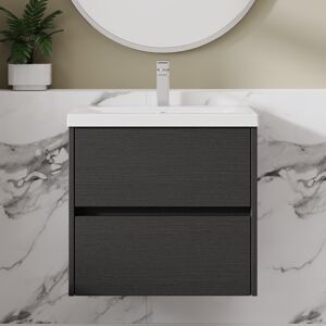 Nuie Havana Wall Hung 2-Drawer Vanity Unit With Basin 1 600mm Wide - Graphite Grey Nuie Havana Wall Hung 2-Drawer Vanity Unit With Basin 1 600mm Wide - Graphite Grey