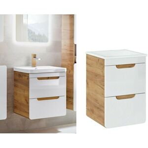 Impact Furniture Wall Vanity Sink Unit 400 Cloakroom Bathroom Small Cabinet White Gloss Oak Aruba Impact Furniture Wall Vanity Sink Unit 400 Cloakroom Bathroom Small Cabinet White Gloss Oak Aruba