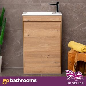 Go Bathrooms Light Oak Cloakroom Vanity Unit Slim Basin Floor Standing Soft Close Door 550mm Go Bathrooms Light Oak Cloakroom Vanity Unit Slim Basin Floor Standing Soft Close Door 550mm