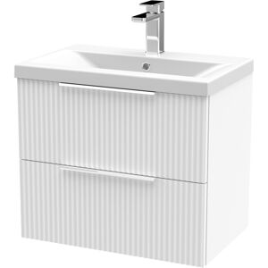 Hudson Reed 600mm Wall Mounted 2-Drawer Basin Vanity Unit Satin White Hudson Reed 600mm Wall Mounted 2-Drawer Basin Vanity Unit Satin White