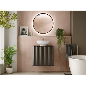 Impact Furniture Black Countertop Vanity Bathroom Sink Unit Wall Hung Ribbed Cabinet 600mm Nero Impact Furniture Black Countertop Vanity Bathroom Sink Unit Wall Hung Ribbed Cabinet 600mm Nero