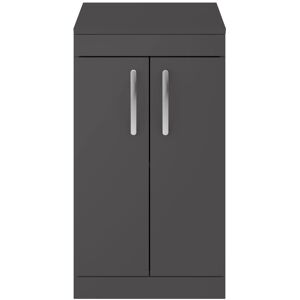 Nuie Athena Gloss Grey 500mm Floorstanding 2-Door Vanity Unit & Worktop - Bathroom Nuie Athena Gloss Grey 500mm Floorstanding 2-Door Vanity Unit & Worktop - Bathroom