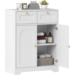 Homcom Bathroom Floor Cabinet, Bathroom Storage Unit With 2 Doors, White Homcom Bathroom Floor Cabinet, Bathroom Storage Unit With 2 Doors, White
