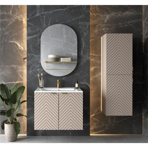 Impact Furniture Bathroom Cabinet Set 60cm Vanity Unit Ceramic Sink Basin Tall Storage Beige Cara Impact Furniture Bathroom Cabinet Set 60cm Vanity Unit Ceramic Sink Basin Tall Storage Beige Cara