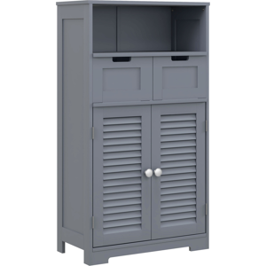 Small Bathroom Cabinet With Louvred Doors 61wx30.5dx109.5h Grey Kleankin Small Bathroom Cabinet With Louvred Doors 61wx30.5dx109.5h Grey Kleankin