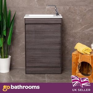 Go Bathrooms Dark Oak Cloakroom Vanity Unit Slim Basin Floor Standing Soft Close Door 550mm Go Bathrooms Dark Oak Cloakroom Vanity Unit Slim Basin Floor Standing Soft Close Door 550mm