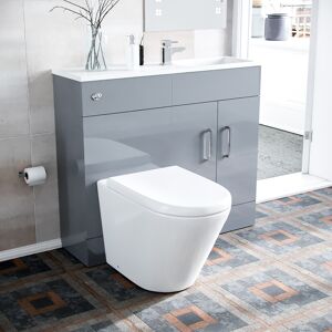 Nes Home Grey 1000 Slimline Vanity Basin & Wc Unit, Btw Toilet Nes Home Grey 1000 Slimline Vanity Basin & Wc Unit, Btw Toilet