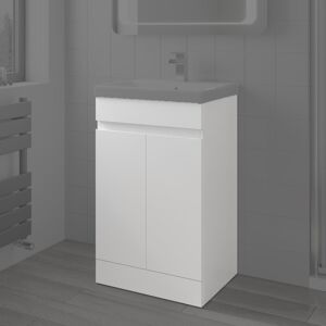 Artis 500mm Free Standing Vanity Unit Gloss White 2 Door Flat Pack Bathroom Modern Artis 500mm Free Standing Vanity Unit Gloss White 2 Door Flat Pack Bathroom Modern