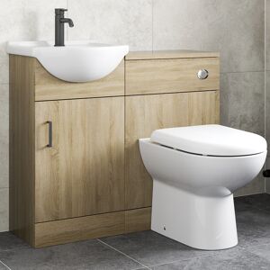 Alpine 950mm Bathroom Toilet Vanity Unit Combination Basin Sink Furniture Oak Effect Alpine 950mm Bathroom Toilet Vanity Unit Combination Basin Sink Furniture Oak Effect